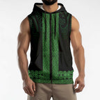 New Zealand Maori Kowhaiwhai Sleeveless Zip Hoodie Kakariki Maui and Mangopare LT9