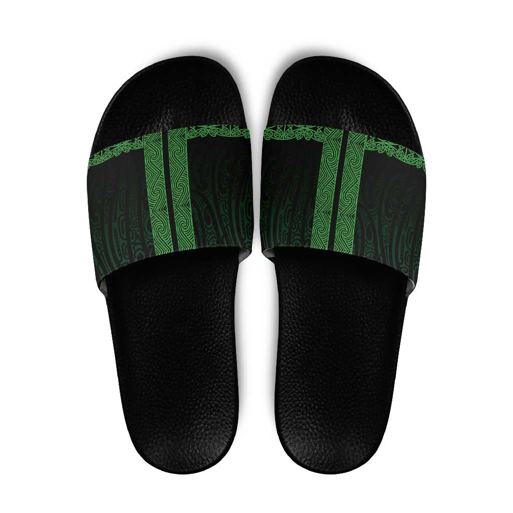 New Zealand Maori Kowhaiwhai Slide Sandals Kakariki Maui and Mangopare - Aussie Hoodie