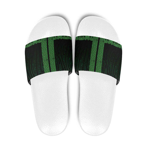 New Zealand Maori Kowhaiwhai Slide Sandals Kakariki Maui and Mangopare - Aussie Hoodie
