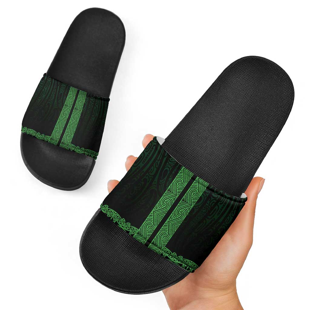 New Zealand Maori Kowhaiwhai Slide Sandals Kakariki Maui and Mangopare - Aussie Hoodie