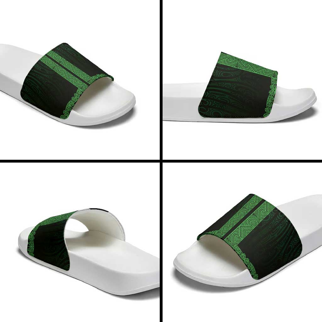 New Zealand Maori Kowhaiwhai Slide Sandals Kakariki Maui and Mangopare - Aussie Hoodie
