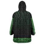 New Zealand Maori Kowhaiwhai Wearable Blanket Hoodie Kakariki Maui and Mangopare