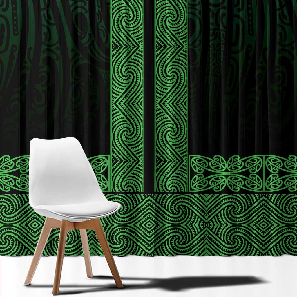 New Zealand Maori Kowhaiwhai Window Curtain Kakariki Maui and Mangopare