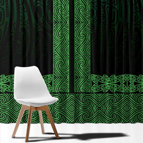 New Zealand Maori Kowhaiwhai Window Curtain Kakariki Maui and Mangopare