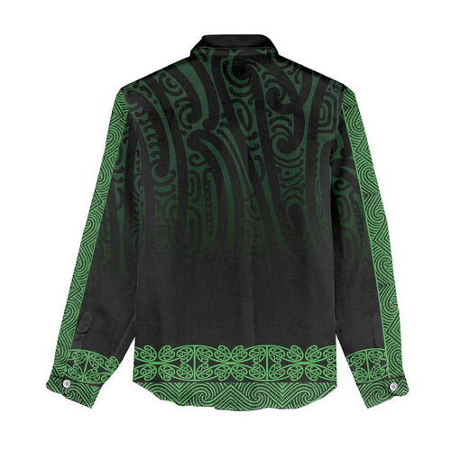 New Zealand Maori Kowhaiwhai Women Casual Shirt Kakariki Maui and Mangopare
