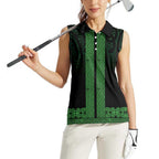 New Zealand Maori Kowhaiwhai Women Sleeveless Polo Shirt Kakariki Maui and Mangopare