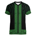 New Zealand Maori Kowhaiwhai Women V-Neck T-Shirt Kakariki Maui and Mangopare