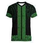 New Zealand Maori Kowhaiwhai Women V-Neck T-Shirt Kakariki Maui and Mangopare