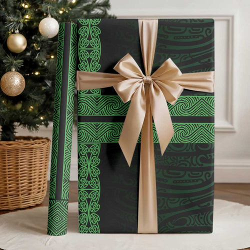 New Zealand Maori Kowhaiwhai Wrapping Paper Kakariki Maui and Mangopare - Aussie Hoodie