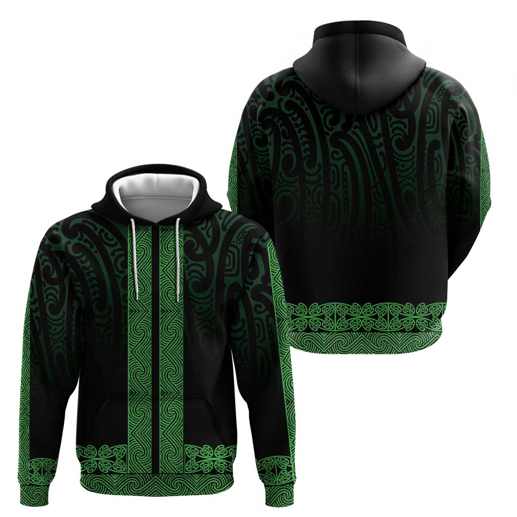 New Zealand Maori Kowhaiwhai Zip Hoodie Kakariki Maui and Mangopare