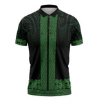 New Zealand Maori Kowhaiwhai Zipper Polo Shirt Kakariki Maui and Mangopare - Aussie Hoodie