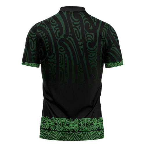 New Zealand Maori Kowhaiwhai Zipper Polo Shirt Kakariki Maui and Mangopare - Aussie Hoodie