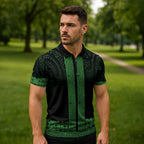 New Zealand Maori Kowhaiwhai Zipper Polo Shirt Kakariki Maui and Mangopare - Aussie Hoodie