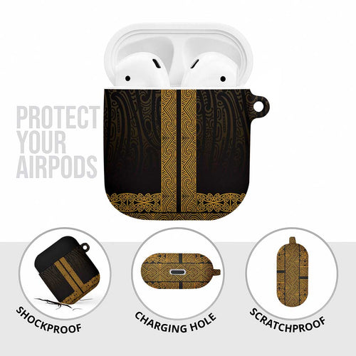 New Zealand Maori Kowhaiwhai AirPods Case Karaka Maui and Mangopare - Aussie Hoodie