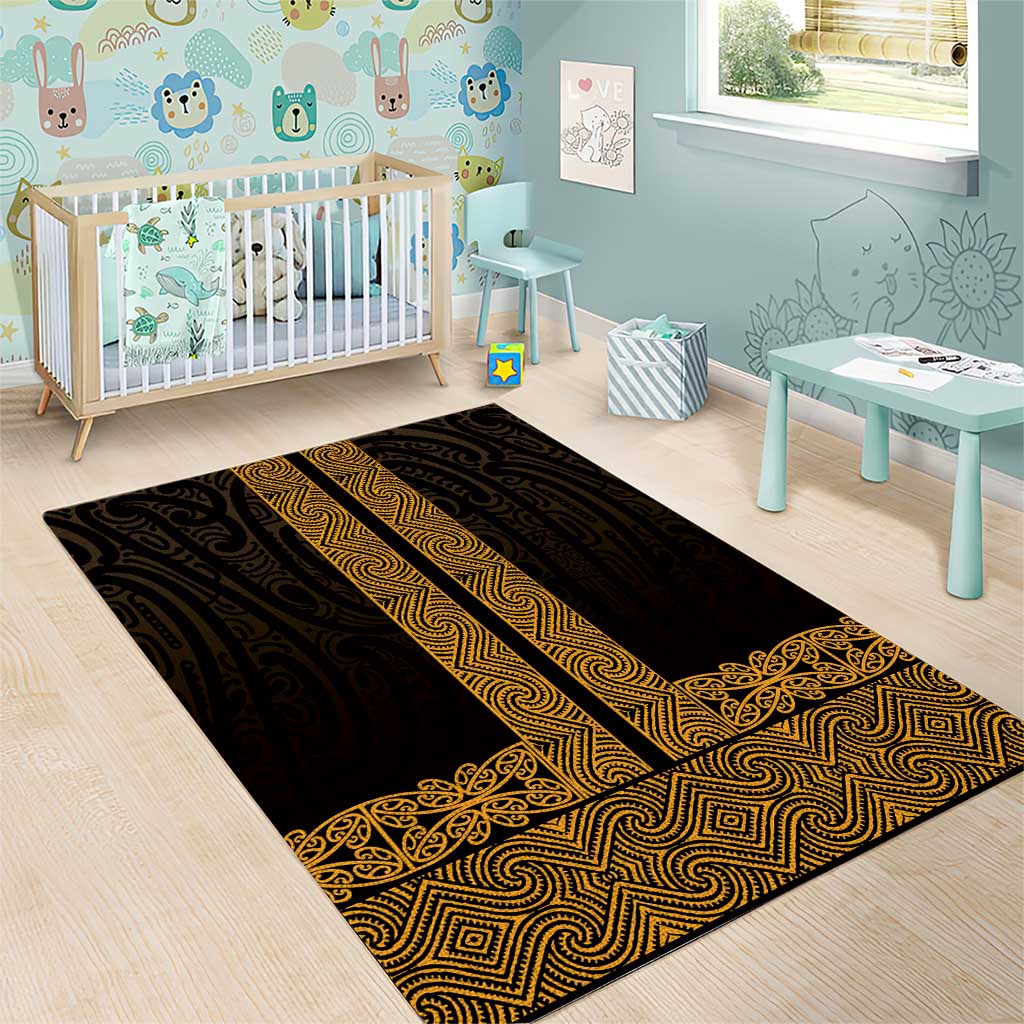 New Zealand Maori Kowhaiwhai Area Rug Karaka Maui and Mangopare