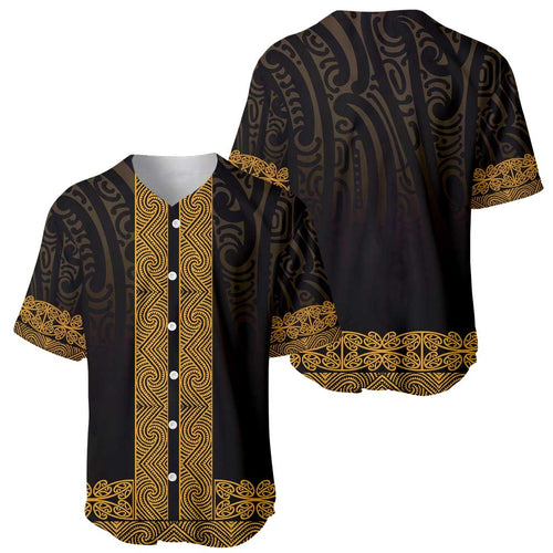 New Zealand Maori Kowhaiwhai Baseball Jersey Karaka Maui and Mangopare