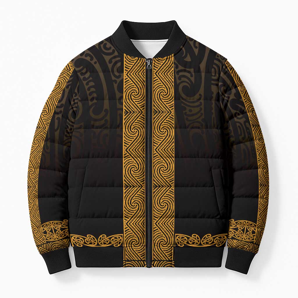New Zealand Maori Kowhaiwhai Bomber Puffer Jacket Karaka Maui and Mangopare - Aussie Hoodie