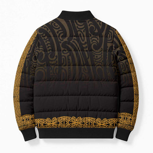 New Zealand Maori Kowhaiwhai Bomber Puffer Jacket Karaka Maui and Mangopare - Aussie Hoodie