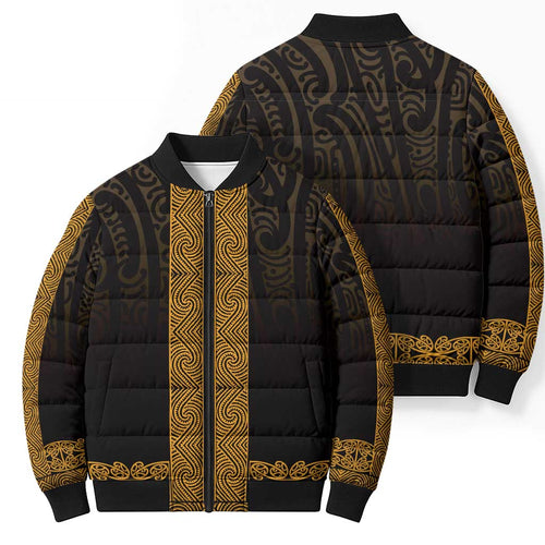 New Zealand Maori Kowhaiwhai Bomber Puffer Jacket Karaka Maui and Mangopare - Aussie Hoodie