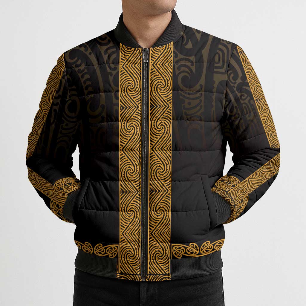 New Zealand Maori Kowhaiwhai Bomber Puffer Jacket Karaka Maui and Mangopare - Aussie Hoodie