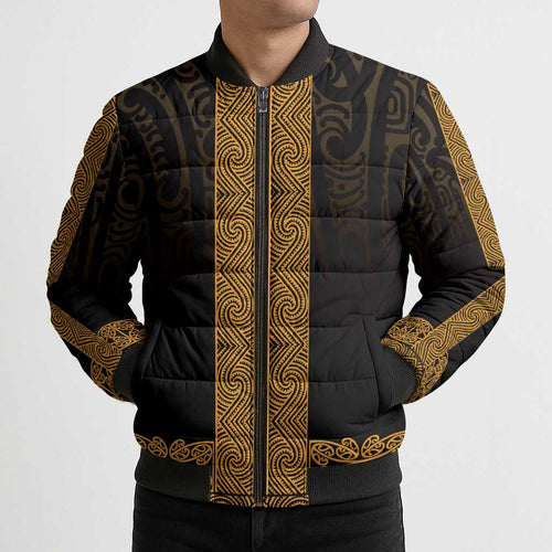 New Zealand Maori Kowhaiwhai Bomber Puffer Jacket Karaka Maui and Mangopare - Aussie Hoodie