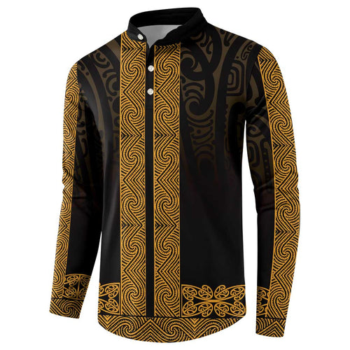 New Zealand Maori Kowhaiwhai Button Sweatshirt Karaka Maui and Mangopare