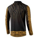 New Zealand Maori Kowhaiwhai Button Sweatshirt Karaka Maui and Mangopare