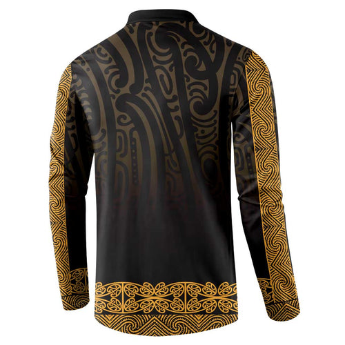 New Zealand Maori Kowhaiwhai Button Sweatshirt Karaka Maui and Mangopare