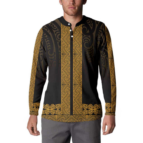 New Zealand Maori Kowhaiwhai Button Sweatshirt Karaka Maui and Mangopare