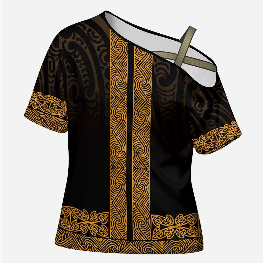 New Zealand Maori Kowhaiwhai Cross Shoulder Shirt Karaka Maui and Mangopare - Aussie Hoodie