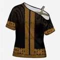 New Zealand Maori Kowhaiwhai Cross Shoulder Shirt Karaka Maui and Mangopare - Aussie Hoodie