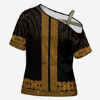 New Zealand Maori Kowhaiwhai Cross Shoulder Shirt Karaka Maui and Mangopare - Aussie Hoodie