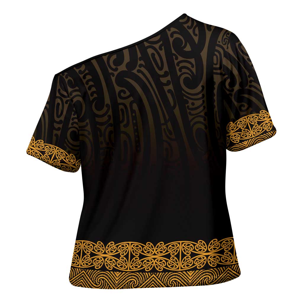 New Zealand Maori Kowhaiwhai Cross Shoulder Shirt Karaka Maui and Mangopare - Aussie Hoodie