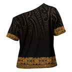 New Zealand Maori Kowhaiwhai Cross Shoulder Shirt Karaka Maui and Mangopare - Aussie Hoodie