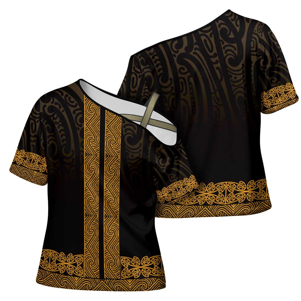 New Zealand Maori Kowhaiwhai Cross Shoulder Shirt Karaka Maui and Mangopare - Aussie Hoodie