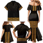New Zealand Maori Kowhaiwhai Family Matching Mermaid Dress and Hawaiian Shirt Karaka Maui and Mangopare