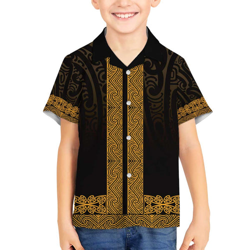 New Zealand Maori Kowhaiwhai Family Matching Off The Shoulder Long Sleeve Dress and Hawaiian Shirt Karaka Maui and Mangopare