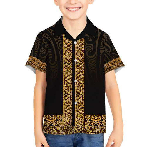 New Zealand Maori Kowhaiwhai Family Matching Off Shoulder Maxi Dress and Hawaiian Shirt Karaka Maui and Mangopare