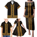 New Zealand Maori Kowhaiwhai Family Matching Puletasi and Hawaiian Shirt Karaka Maui and Mangopare