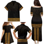 New Zealand Maori Kowhaiwhai Family Matching Puletasi and Hawaiian Shirt Karaka Maui and Mangopare
