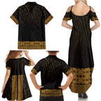 New Zealand Maori Kowhaiwhai Family Matching Summer Maxi Dress and Hawaiian Shirt Karaka Maui and Mangopare