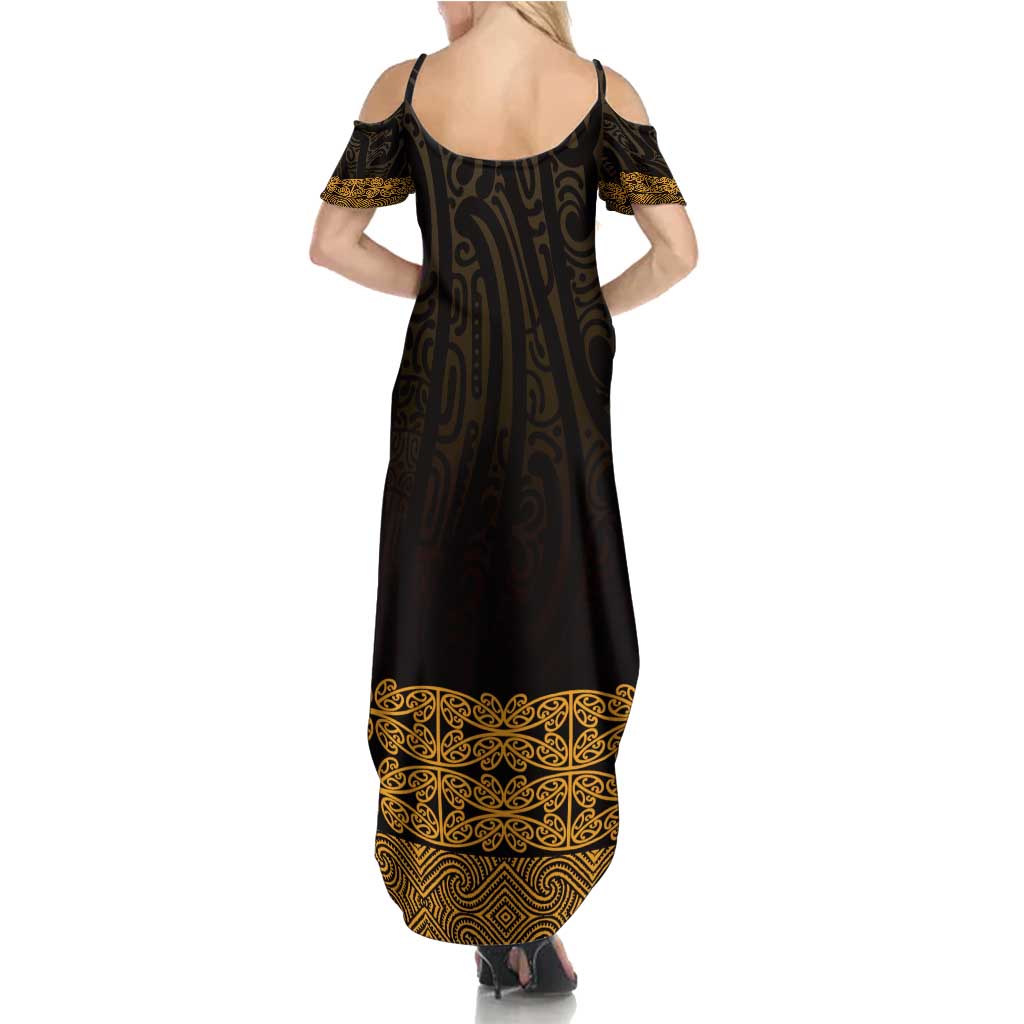 New Zealand Maori Kowhaiwhai Family Matching Summer Maxi Dress and Hawaiian Shirt Karaka Maui and Mangopare