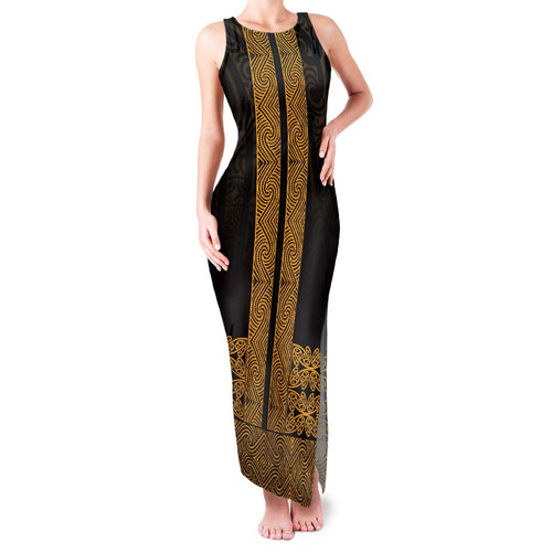New Zealand Maori Kowhaiwhai Family Matching Tank Maxi Dress and Hawaiian Shirt Karaka Maui and Mangopare