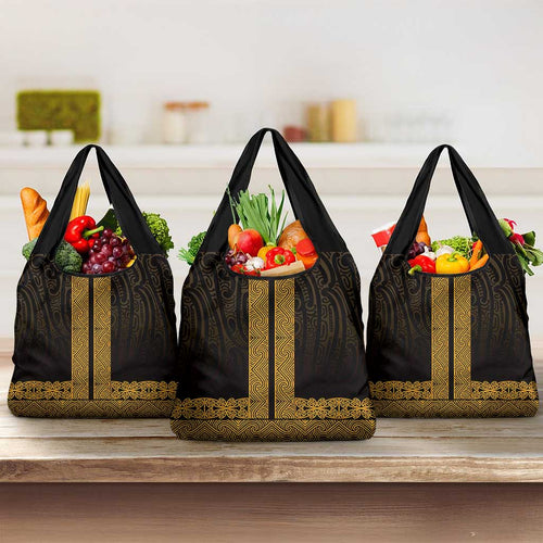 New Zealand Maori Kowhaiwhai Grocery Bag Karaka Maui and Mangopare
