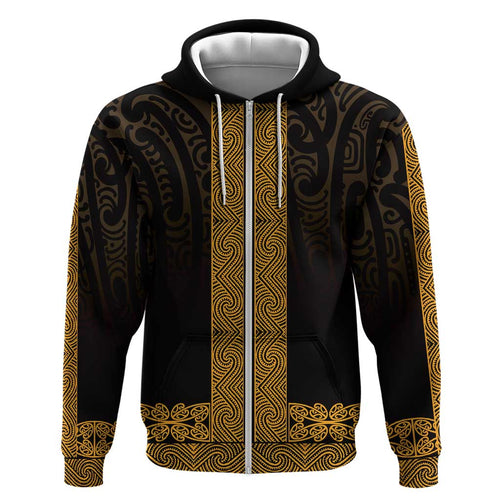 New Zealand Maori Kowhaiwhai Hoodie Karaka Maui and Mangopare