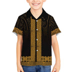 New Zealand Maori Kowhaiwhai Kid Hawaiian Shirt Karaka Maui and Mangopare