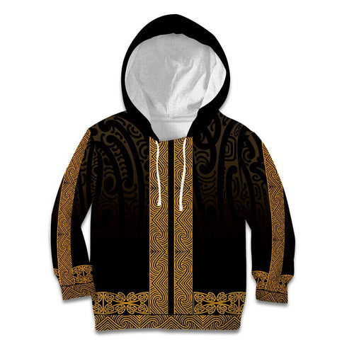 New Zealand Maori Kowhaiwhai Kid Hoodie Karaka Maui and Mangopare