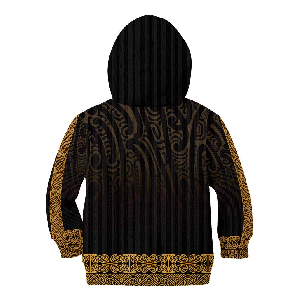New Zealand Maori Kowhaiwhai Kid Hoodie Karaka Maui and Mangopare