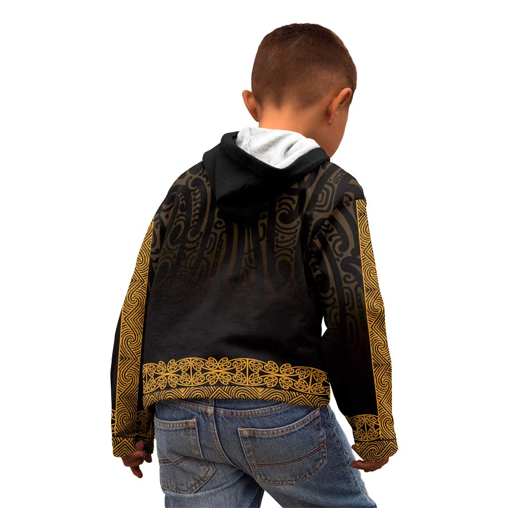 New Zealand Maori Kowhaiwhai Kid Hoodie Karaka Maui and Mangopare