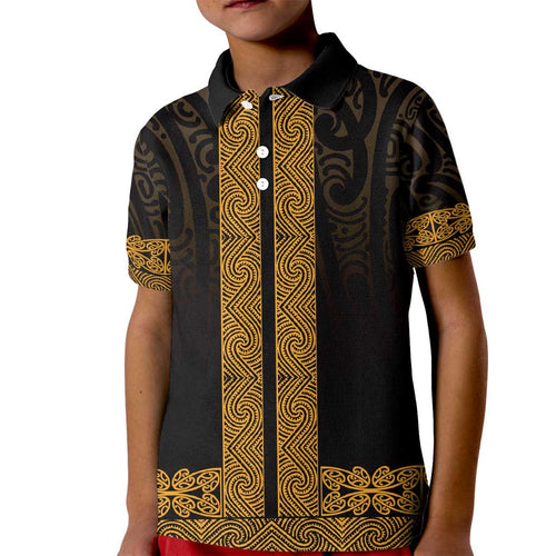 New Zealand Maori Kowhaiwhai Kid Polo Shirt Karaka Maui and Mangopare